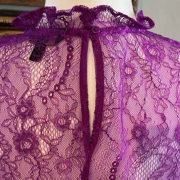 Banana Republic Factory Purple Lace Peplum Long Sleeve Blouse Size Small… - Picture 9 of 10